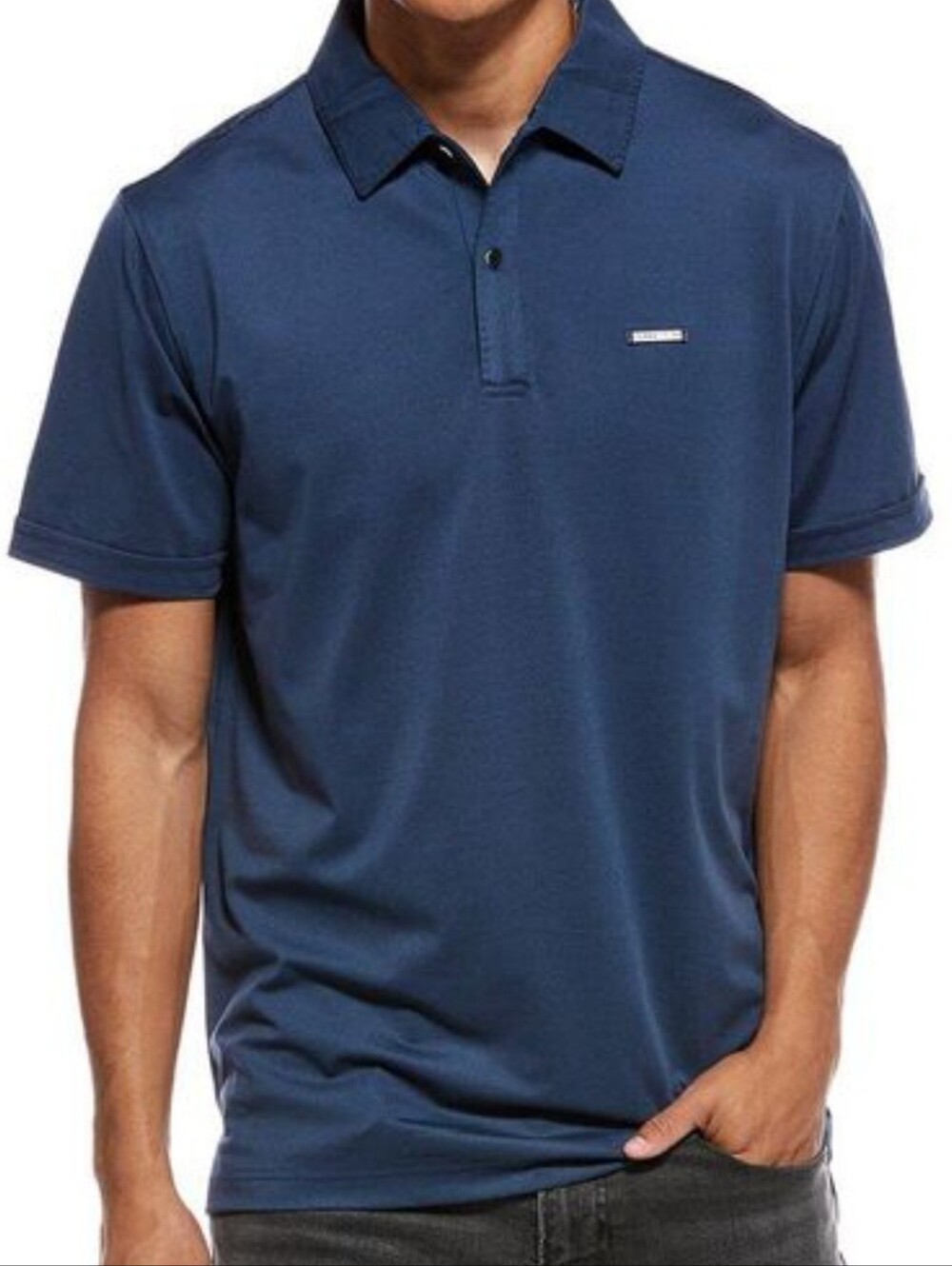 Karl Lagerfeld Men's Royal Blue Short-Sleeve Polo
